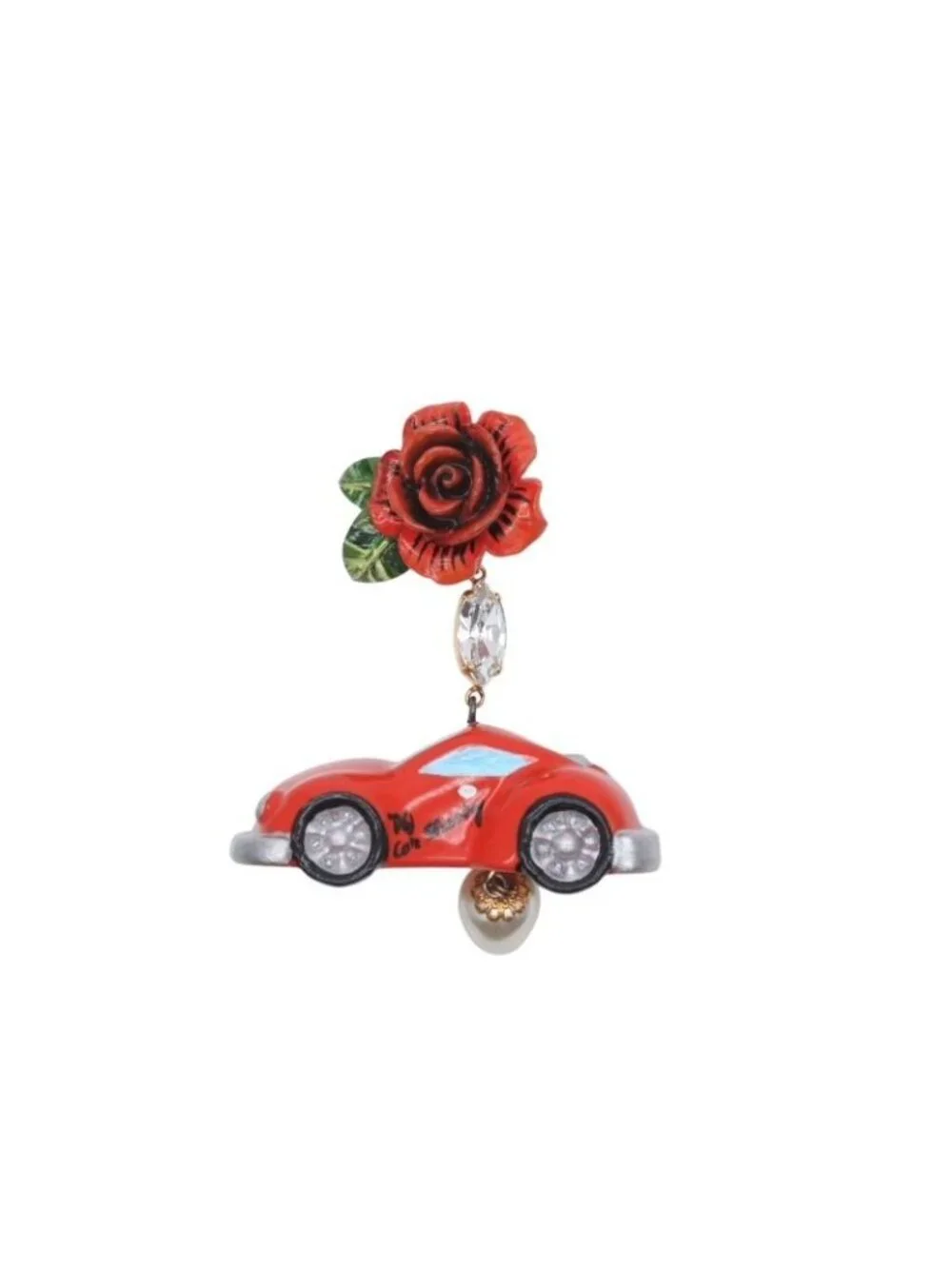Dolce & Gabbana Earrings Faux Pearl Rhinestone Rose